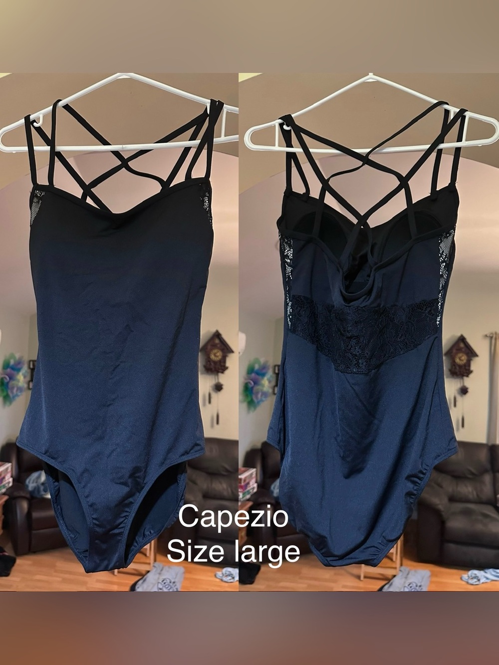 Capezio Black Strappy Lace-Back Dance Bodysuit dance leotard
